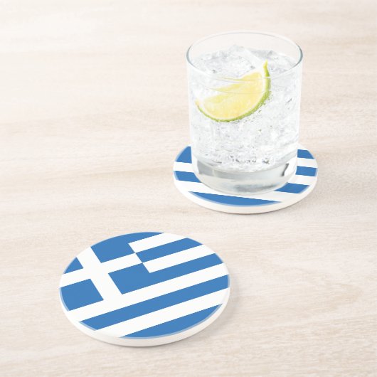 Dessous De Verre En Grès Drapeau Grèce (Côté)