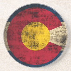 Dessous De Verre En Grès Drapeau grunge du Colorado