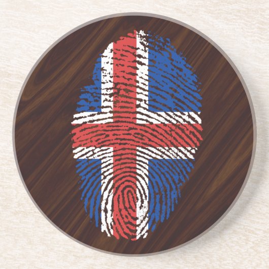 Dessous De Verre En Grès Drapeau islandais d'empreinte digitale de contact (Devant)