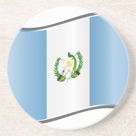 Dessous De Verre En Grès Drapeau ondulé du Guatemala (Devant)