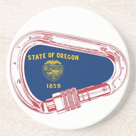 Dessous De Verre En Grès Drapeau Oregon Escalade carabiner (Devant)