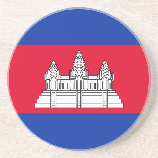 Dessous De Verre En Grès Drapeau patriotique cambodgien (Devant)