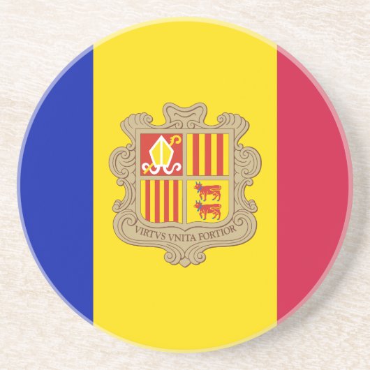 Dessous De Verre En Grès Drapeau patriotique d'Andorre (Devant)