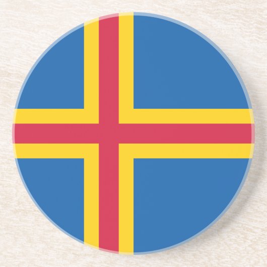 Dessous De Verre En Grès Drapeau patriotique des îles Åland (Devant)
