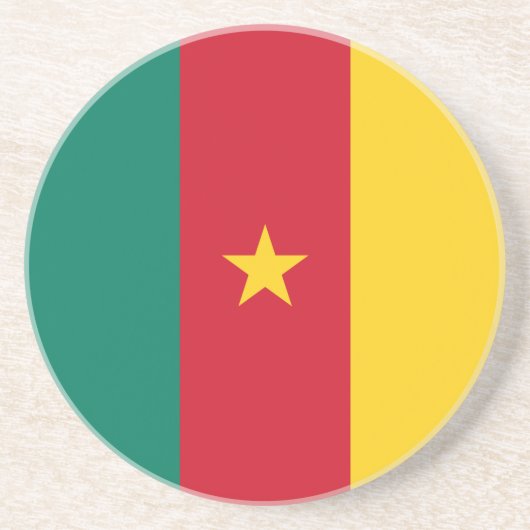 Dessous De Verre En Grès Drapeau patriotique du Cameroun (Devant)
