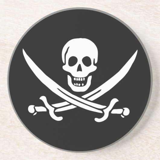Dessous De Verre En Grès Drapeau pirate crâne épées croisées (Devant)