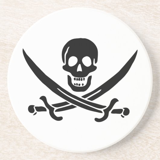 Dessous De Verre En Grès Drapeau pirate crâne épées croisées (Devant)