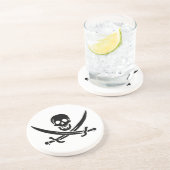 Dessous De Verre En Grès Drapeau pirate crâne épées croisées (Côté)