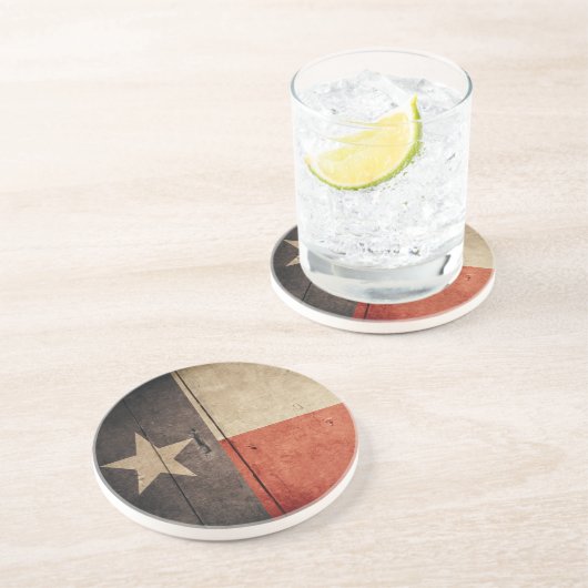 Dessous De Verre En Grès Drapeau robuste de Wood Texas (Côté)
