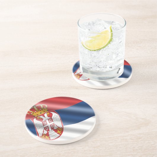 Dessous De Verre En Grès Drapeau serbe (Côté)