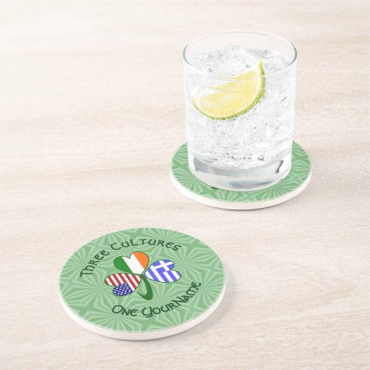 Dessous De Verre En Grès Drapeau Shamrock grec (Côté)