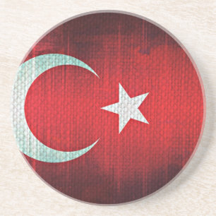 Dessous De Verre En Grès Drapeau stylisé de la Turquie