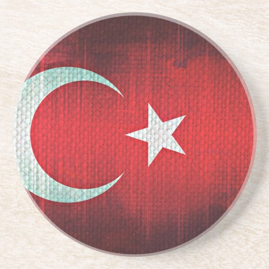 Dessous De Verre En Grès Drapeau stylisé de Turquie (Devant)