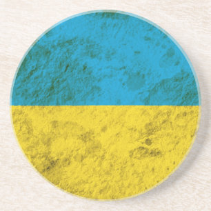 Dessous De Verre En Grès Drapeau ukrainien rocailleux
