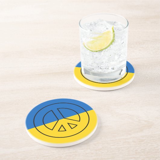 Dessous De Verre En Grès drapeau ukrainien signe de paix (Côté)