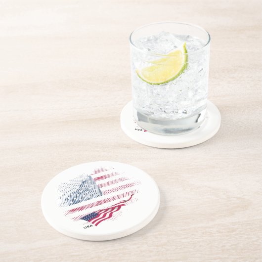 Dessous De Verre En Grès Drapeau USA (Côté)