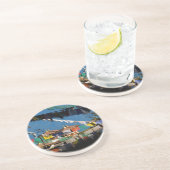 Dessous De Verre En Grès Drapeaux de prière et chortens (Côté)