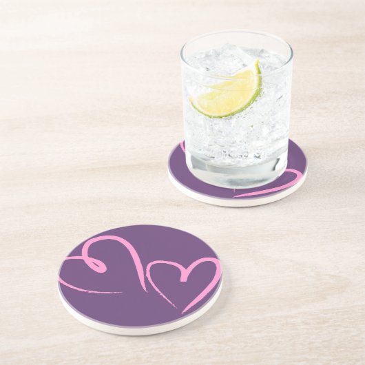 Dessous De Verre En Grès Drawn Hearts (Côté)