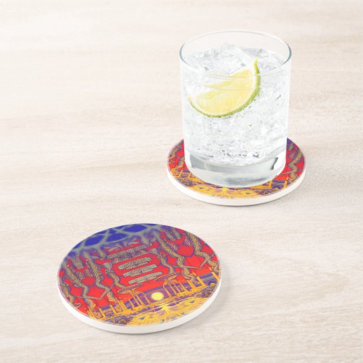 Dessous De Verre En Grès Dreamland psychédélique (Côté)