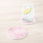 Dessous De Verre En Grès Dreamy Pink Rose Floral Pearls Bows Sparkles (Côté)