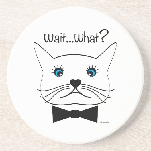 Dessous De Verre En Grès Drôle Attends...Quoi ? Chat croisé, Cool (Devant)