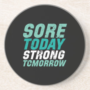 Dessous De Verre En Grès Drôle Fitness Fitness Sore Aujourd'Hui Fort Demain