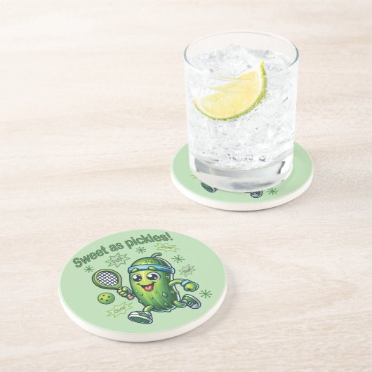 Dessous De Verre En Grès Drôle mignon sucré comme chatons Pickleball (Côté)