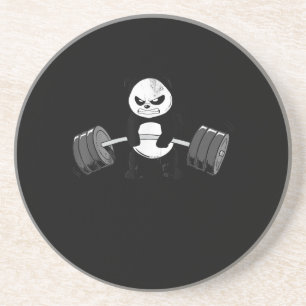 Dessous De Verre En Grès Drôle Panda Entraînement Kitten Gym Deadlift Puiss