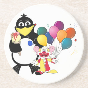Dessous De Verre En Grès Drôle pingouin et dessin animé clown