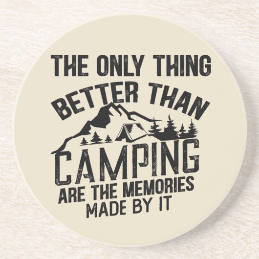 Dessous De Verre En Grès Drôle slogan de camping été citations (Devant)