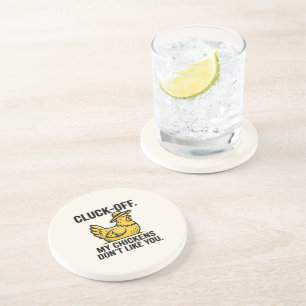 Dessous De Verre En Grès Drôle Vintage Cluk Off Amateur de Poulet Minimalis
