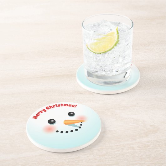 Dessous De Verre En Grès Drôle visage Snowman (Côté)