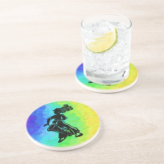 Dessous De Verre En Grès Drum New York Boogie Nights Rainbow (Côté)