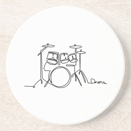 Dessous De Verre En Grès Drummer Music Design Drums One-Line (Devant)