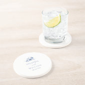 Dessous De Verre En Grès Dusty Blue Floral Mariage (Côté)