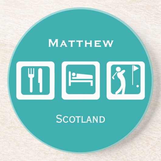 Dessous De Verre En Grès Eat Sleep Golf (Devant)