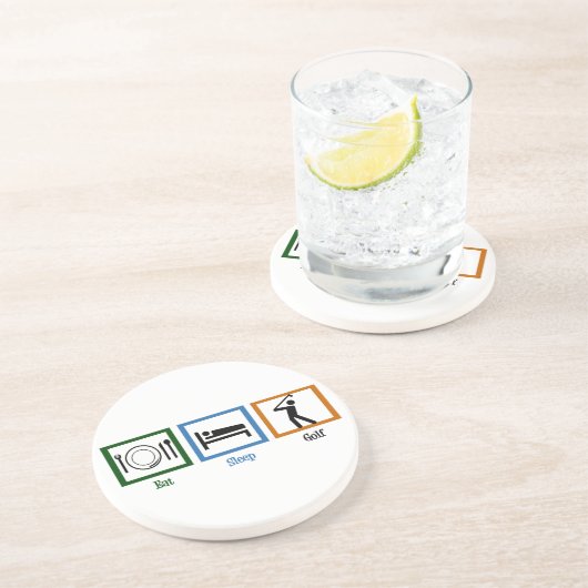 Dessous De Verre En Grès Eat Sleep Golf (Côté)