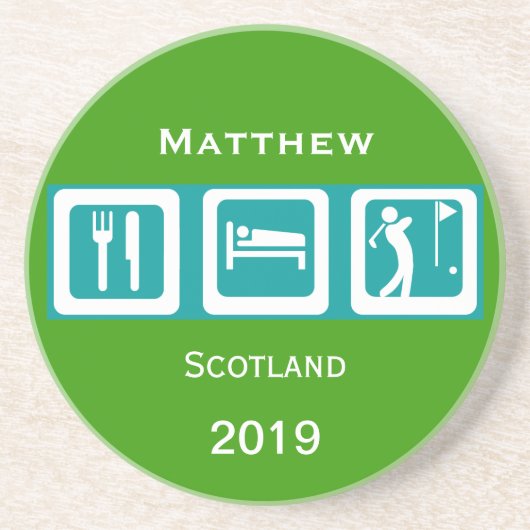 Dessous De Verre En Grès Eat Sleep Golf (Devant)