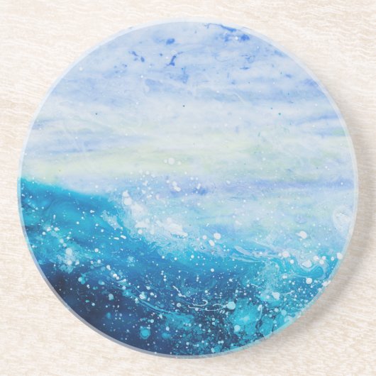 Dessous De Verre En Grès Eau vagues océan bleu turquoise (Devant)