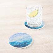 Dessous De Verre En Grès Eau vagues océan bleu turquoise (Côté)