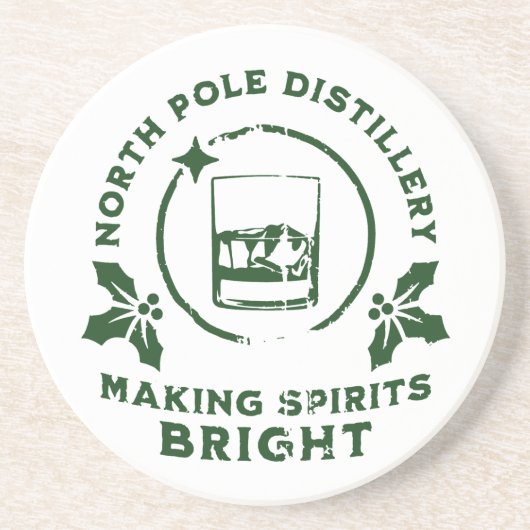 Dessous De Verre En Grès Éclairer les esprits Nord Pole Distillery Vert (Devant)