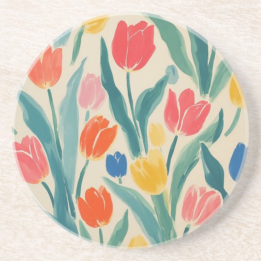 Dessous De Verre En Grès Éclat printanier des tulipes (Devant)