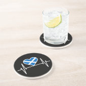Dessous De Verre En Grès Écosse - Écosse Drapeau Battement de coeur (Côté)