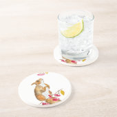 Dessous De Verre En Grès Écureuil d'aquarelle drôle sur une branche avec de (Côté)