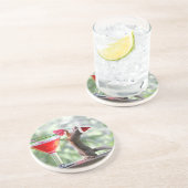 Dessous De Verre En Grès Écureuil de Noël buvant un cocktail (Côté)