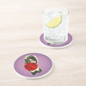 Dessous De Verre En Grès Écureuil drôle de rose de jour de Valentines (Côté)