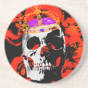 Dessous De Verre En Grès Edgy King Skull Crown n'Rose