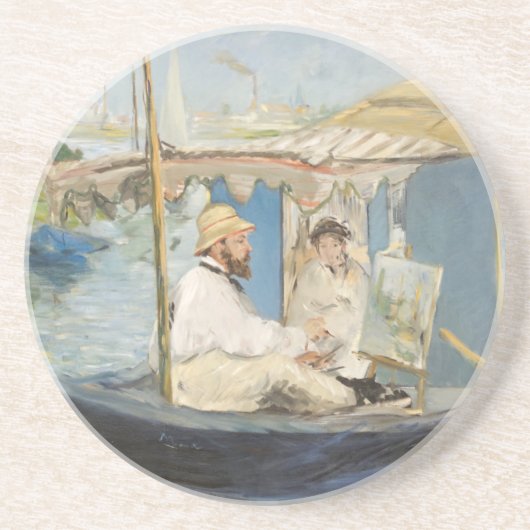 Dessous De Verre En Grès Edouard Manet - Monet Peinture sur son Studio Boat (Devant)