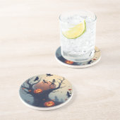 Dessous De Verre En Grès Eerie Halloween Tree (Côté)