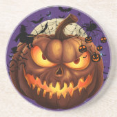 Dessous De Verre En Grès Éffrayant Halloween Citrouille Sandstone Drink Des (Devant)